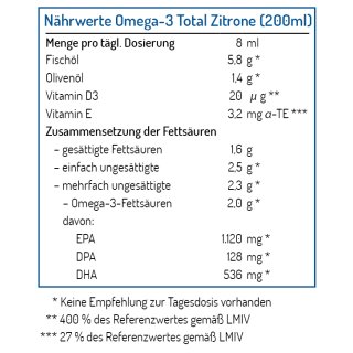Omega-3 Algenöl mit Zitrone 100ml - vegan
